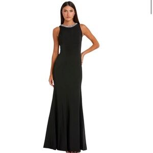 Mac Duggal Embellished Neck Trumpet Gown Black